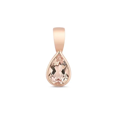 7X5Mm Pear Shaped Morganite Rubover Pendant 9ct Rose Gold